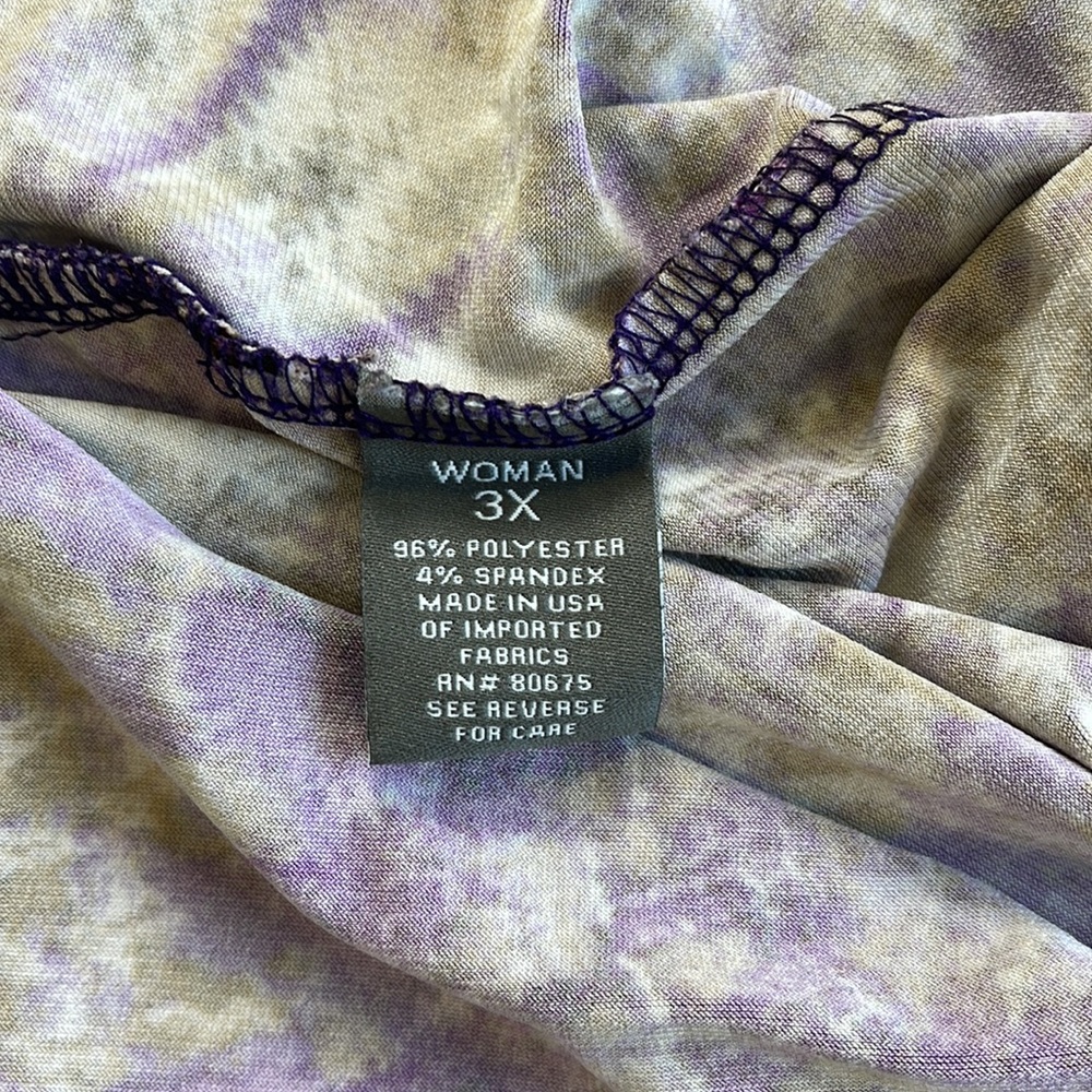 ROZ & ALI Size Women Top Blouse Purple Tan Print 3/4 Sleeve X22-32 - Picture 5 of 6